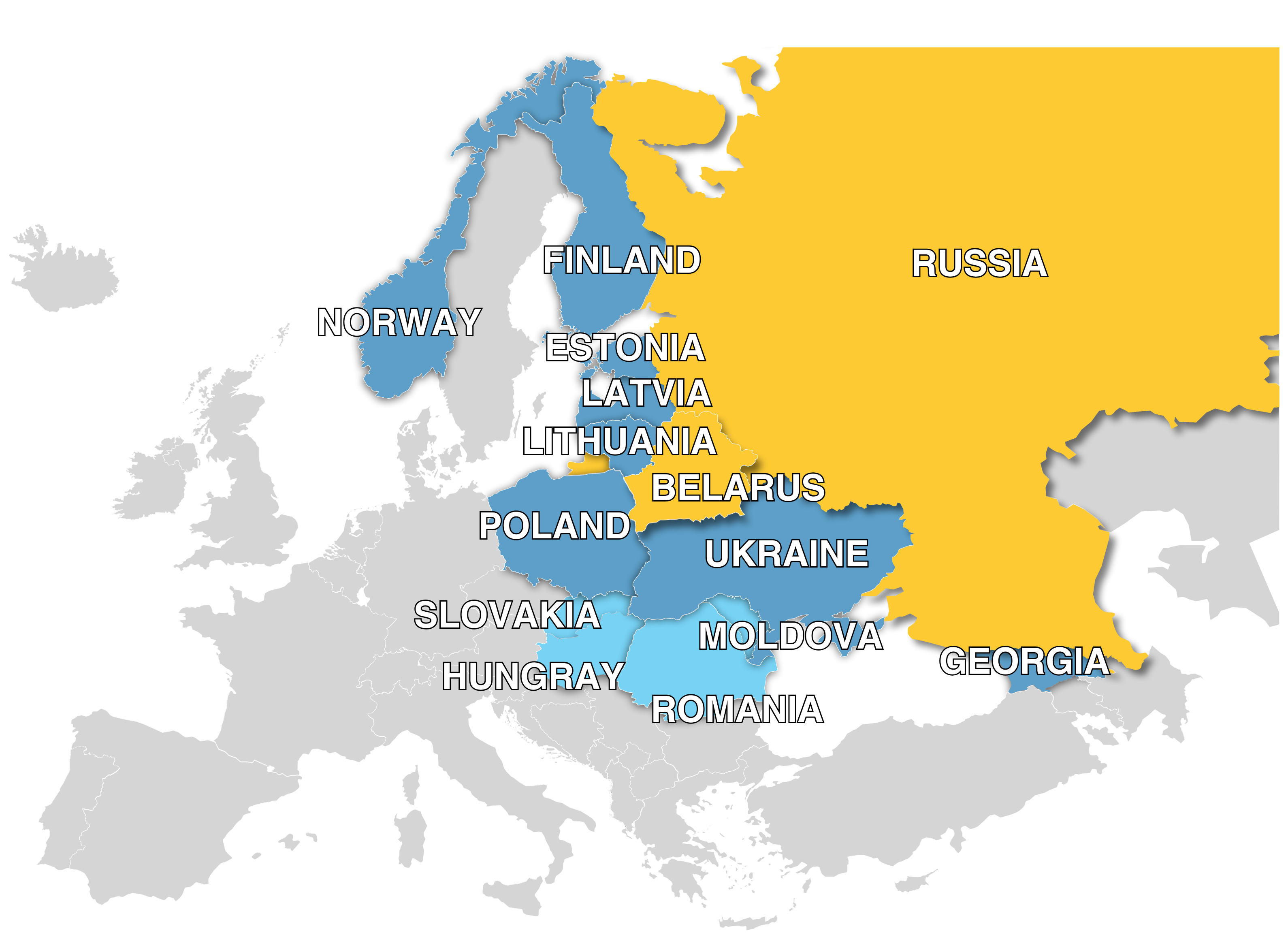 Corpus map of research countries across European borderlands